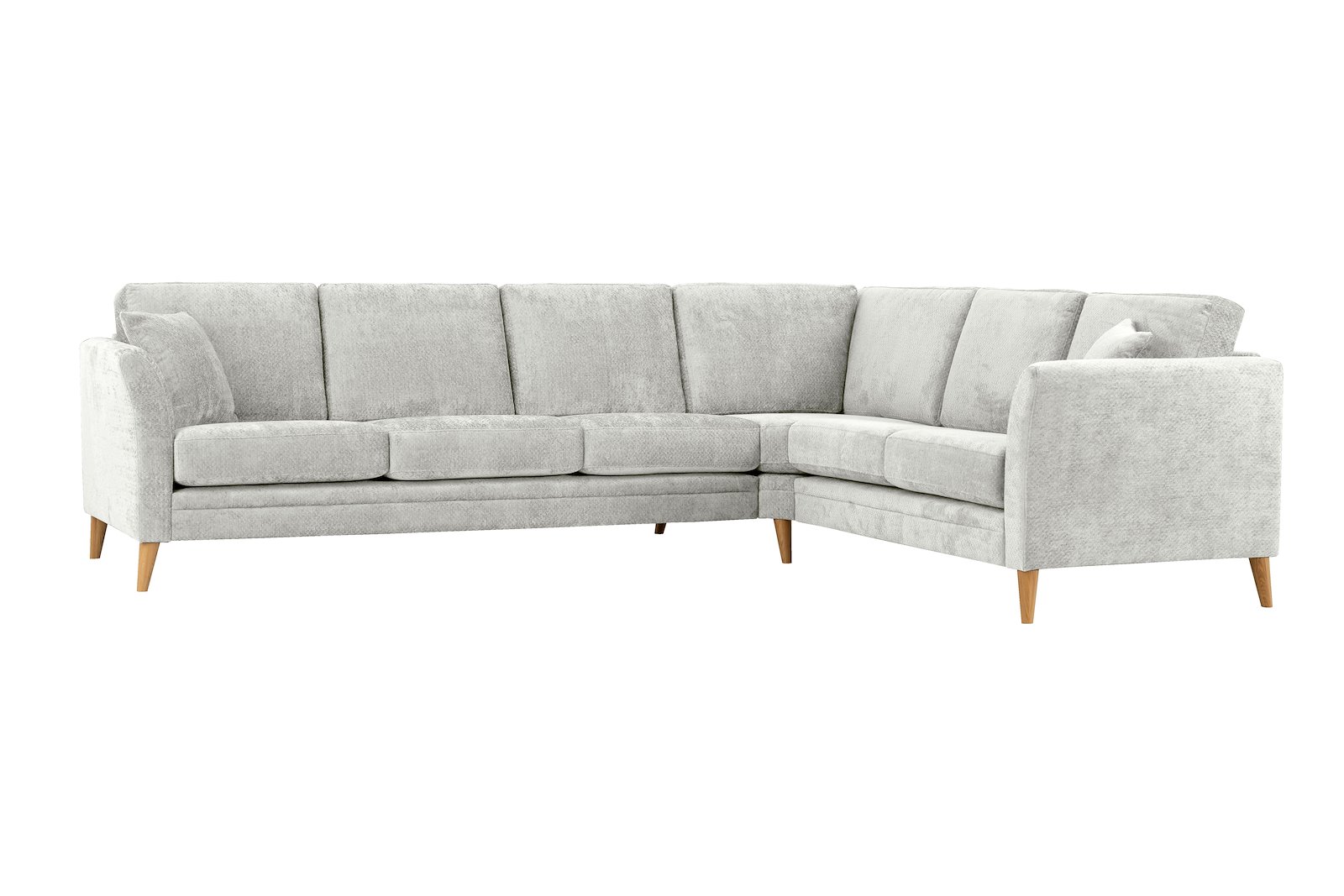 Eden hjørnesofa 32 hjørne i tekstil Movie 3/1 Light Grey med ben i eik natur (15137).