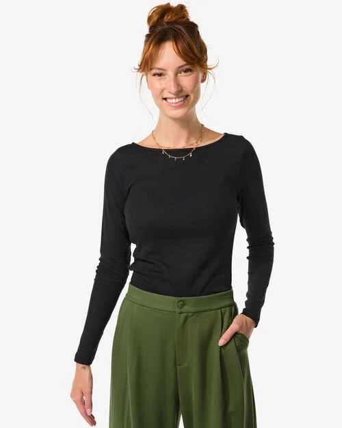 t-shirt femme Ebony col bateau noir