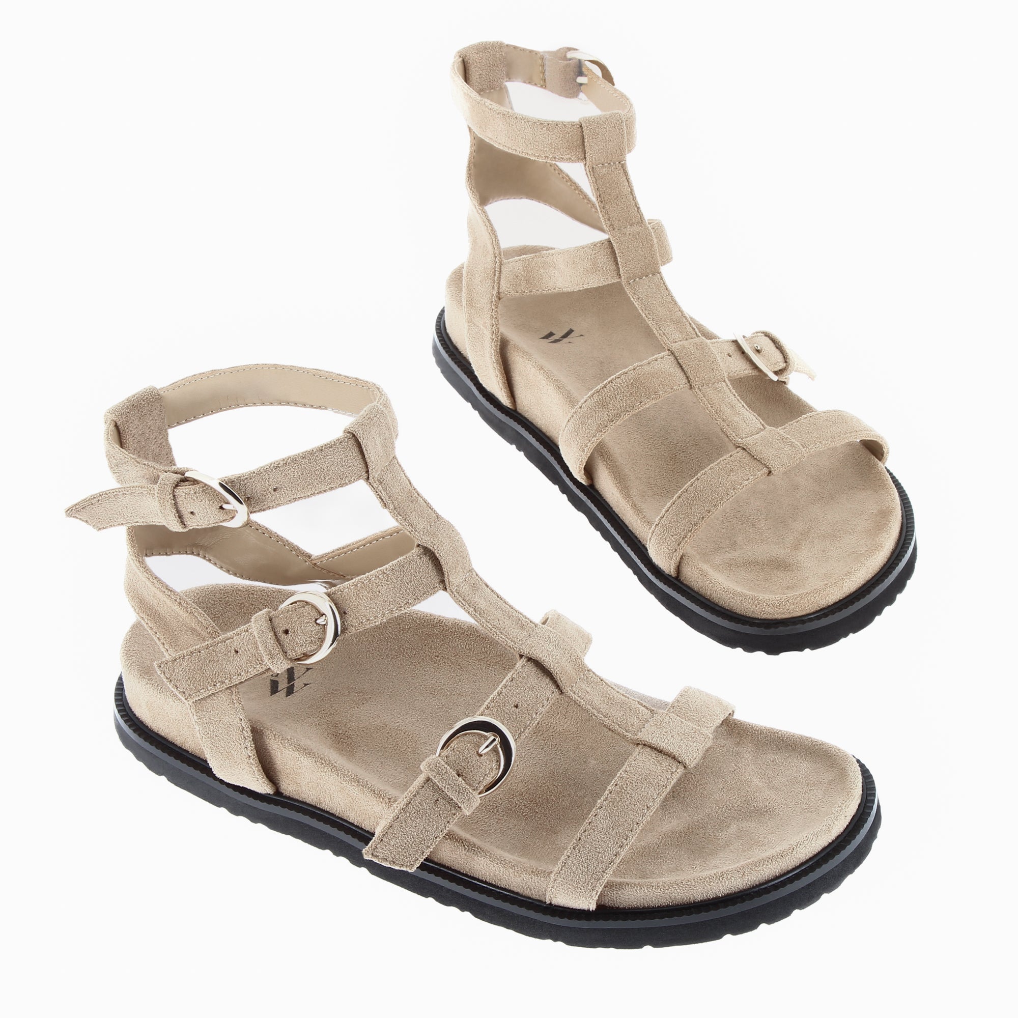 Sandales plates-Spartiates ultra légères Ginny en suédine beige