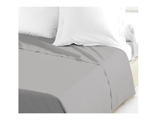 LOVELY HOME - Drap plat 100% coton 180x290 cm gris clair