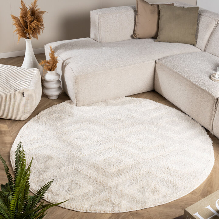 Rond Scandinavisch vloerkleed - Lova Diamond Creme