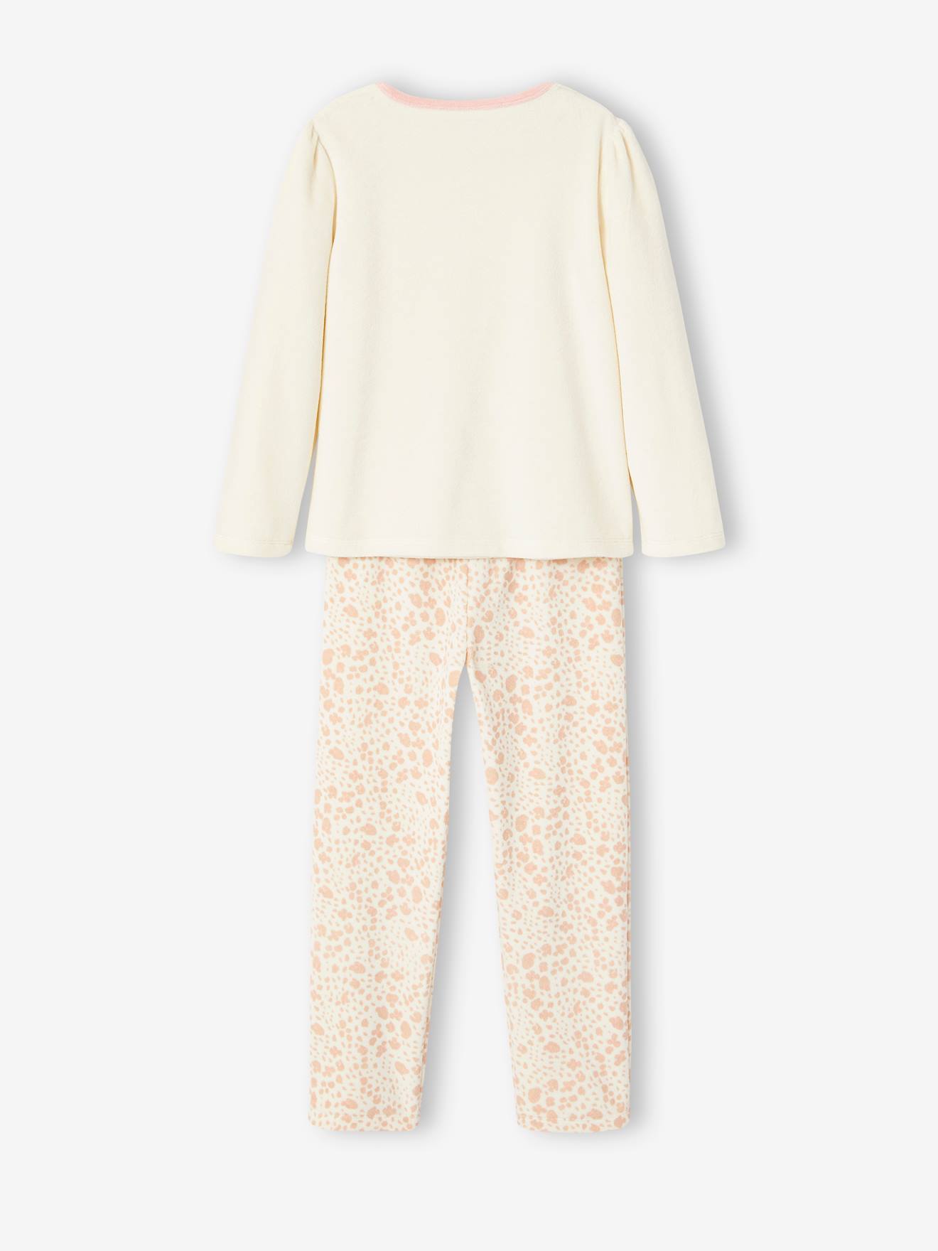 Pijama de veludo rosa com estampa 