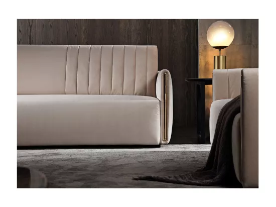 Canapé 3 places en velours PRISME - Beige