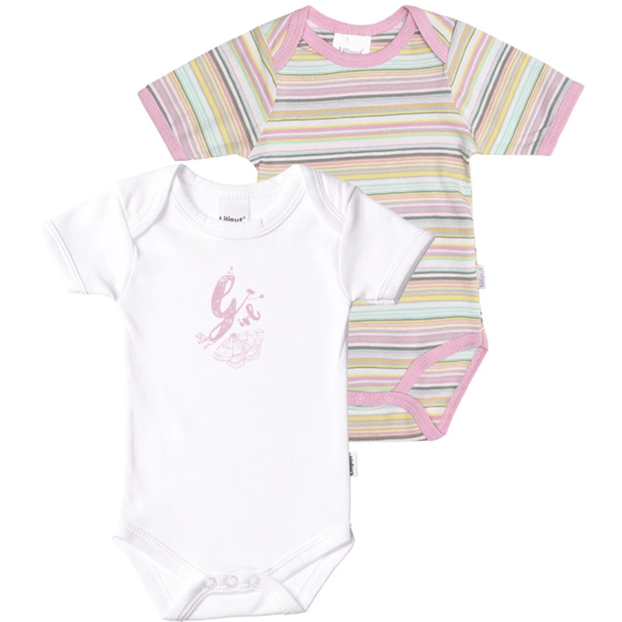 Liliput Kurzarm-Bodys 2-er Pack rosa und weiß
