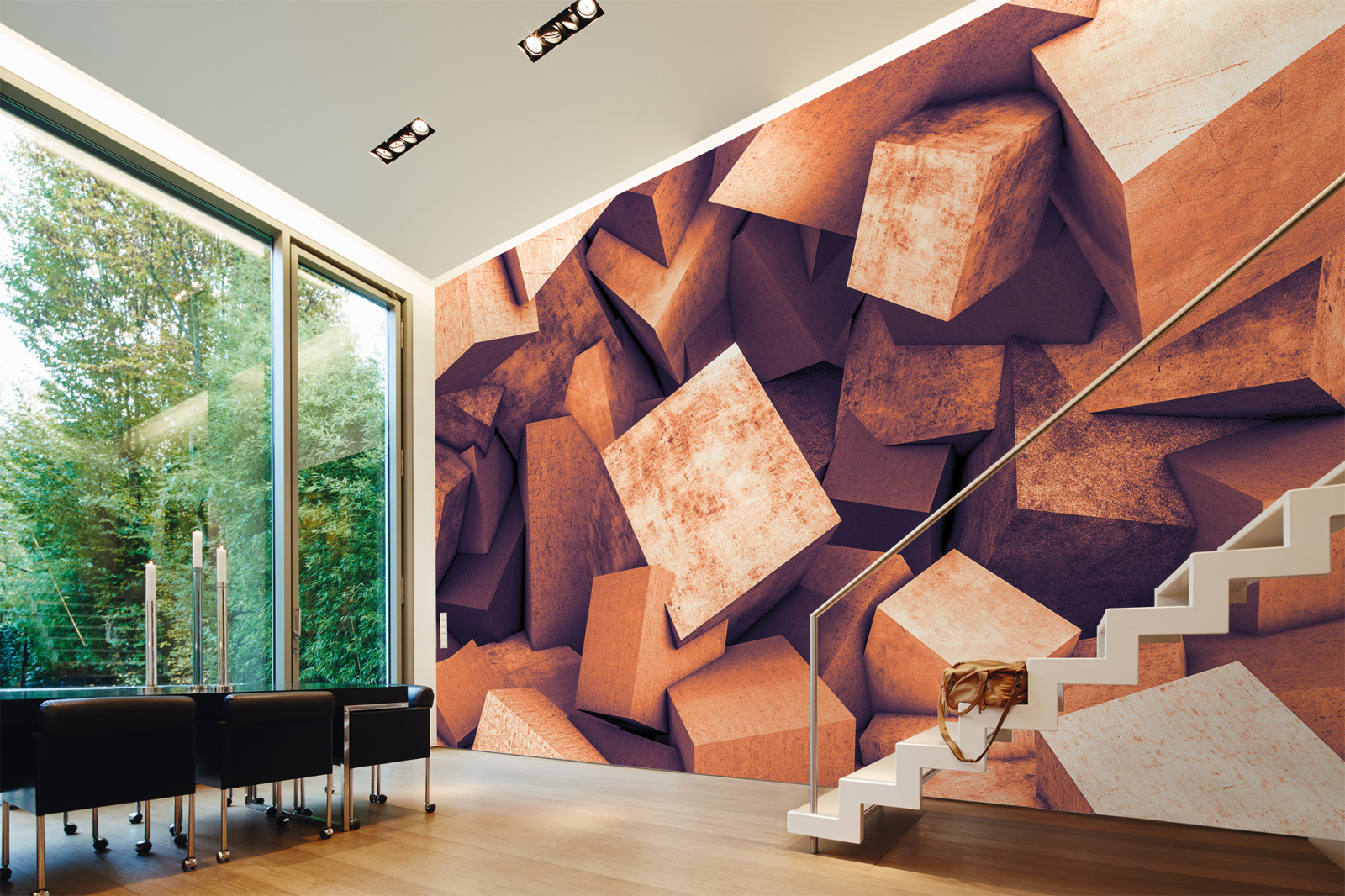 Fototapete DESIGNWALLS - orange - 3D-Art - 2,55 Meter
