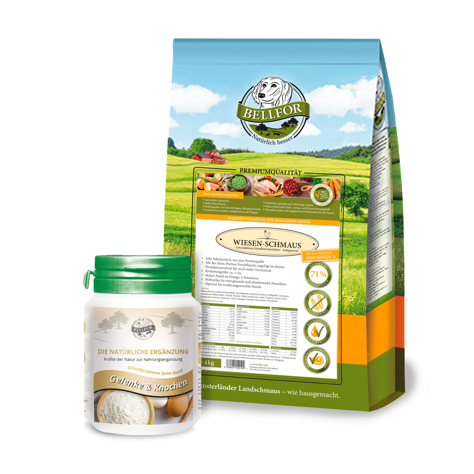 Set d'aliments pour grands chiens avec articulations et os gélules