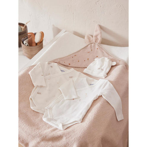 Set 2 bodys croisés coton bio - Longues manches - 3m - NOUKIE 'S