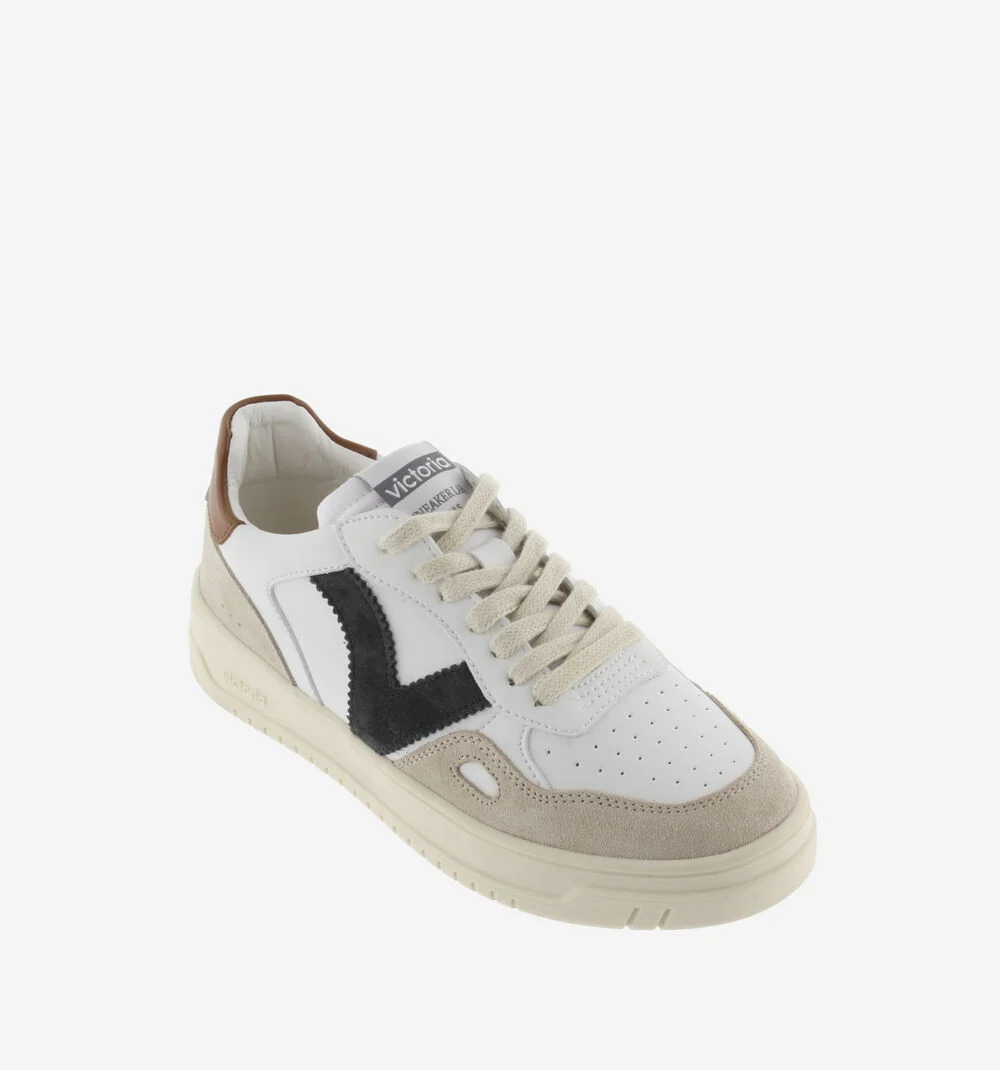 SEUL EFFET CUIR & CUIR FENDU Baskets unisexes semelles beiges CUERO
