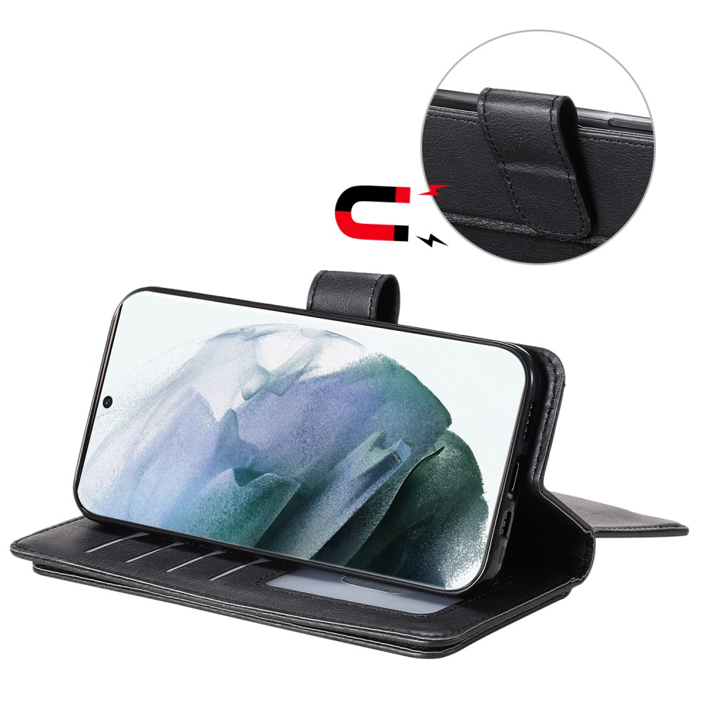 Samsung Galaxy S22 5G Leder Wallet Etui Tasche mit 10 Kartenfächern -  Schwarz