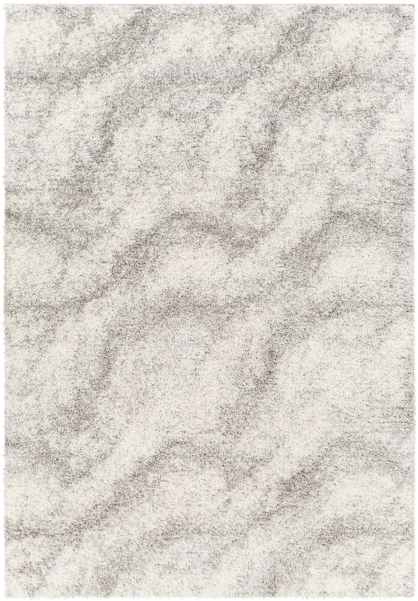 Modern hoogpolig shaggy vloerkleed, ivoor/grijs, 160x213 cm, MARINA