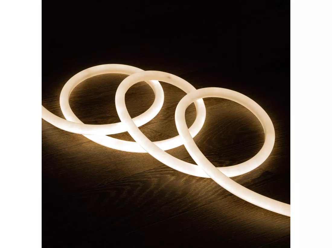 Néon LED Flexible 360º Rond Dimmable 120LED/m 220V AC Blanc Neutre IP67 sur Mesure Coupe tous les 100cm 15 m