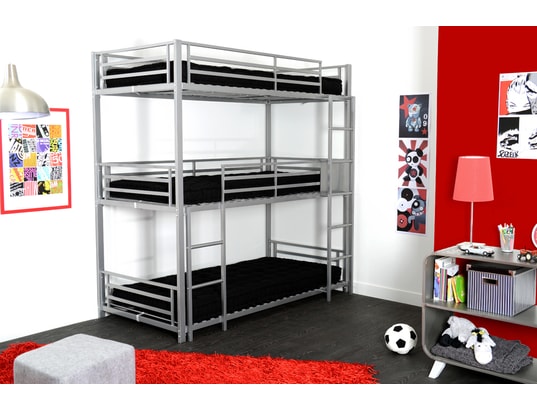 CONCEPT1 - Lit superposé Trio3 argent 90x190