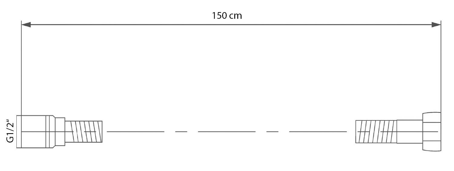 Sapho Softflex doucheslang 150cm zwart mat