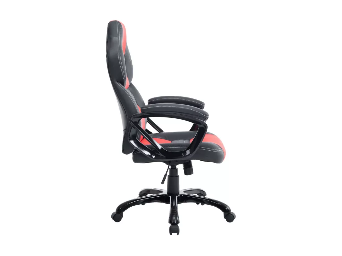 Chaise de bureau - Similicuir & Plastique - Noir / Rouge - XL Pedro