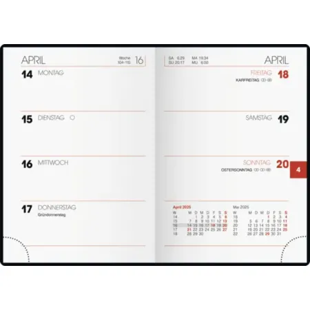 BRUNNEN Taschenkalender 7x10cm, 1 Stück, 4-fach sortiert