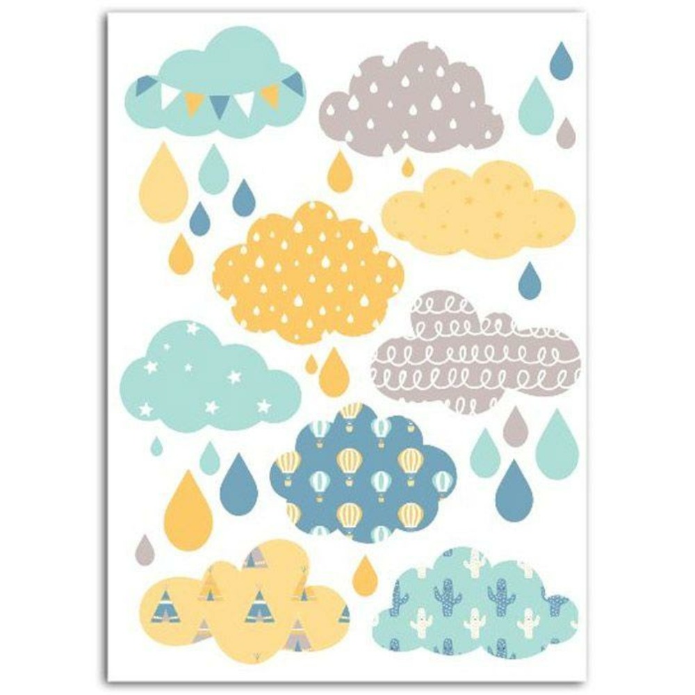 Textile thermocollant 15 x 21 cm - nuages garçon