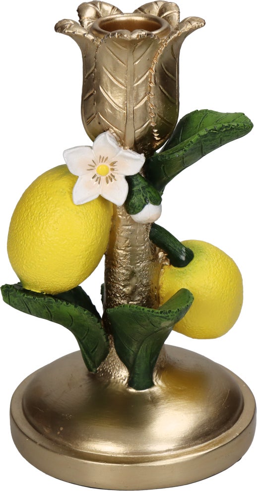Kandelaar Lemon goud / geel / groen 10 x 10 x 17,5 cm