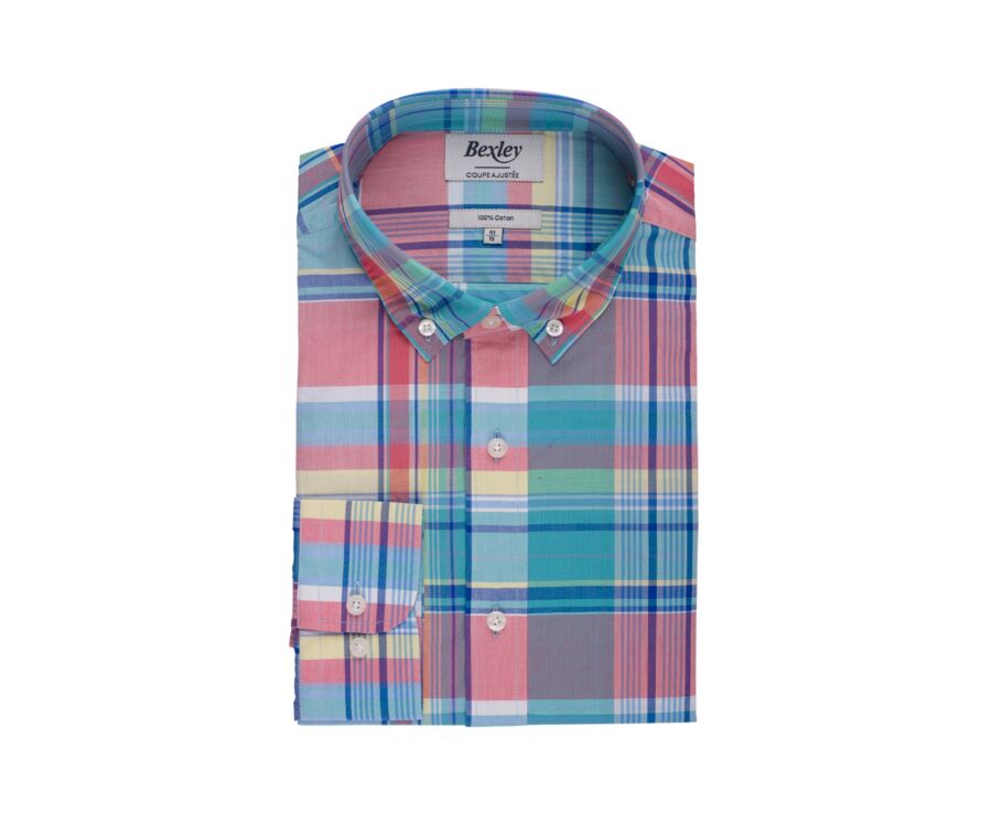 Chemise à carreaux homme verte et bleue - MALVYN