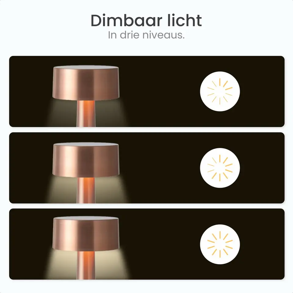 Goliving Tafellamp Oplaadbaar – Draadloos en dimbaar – Moderne touch lamp