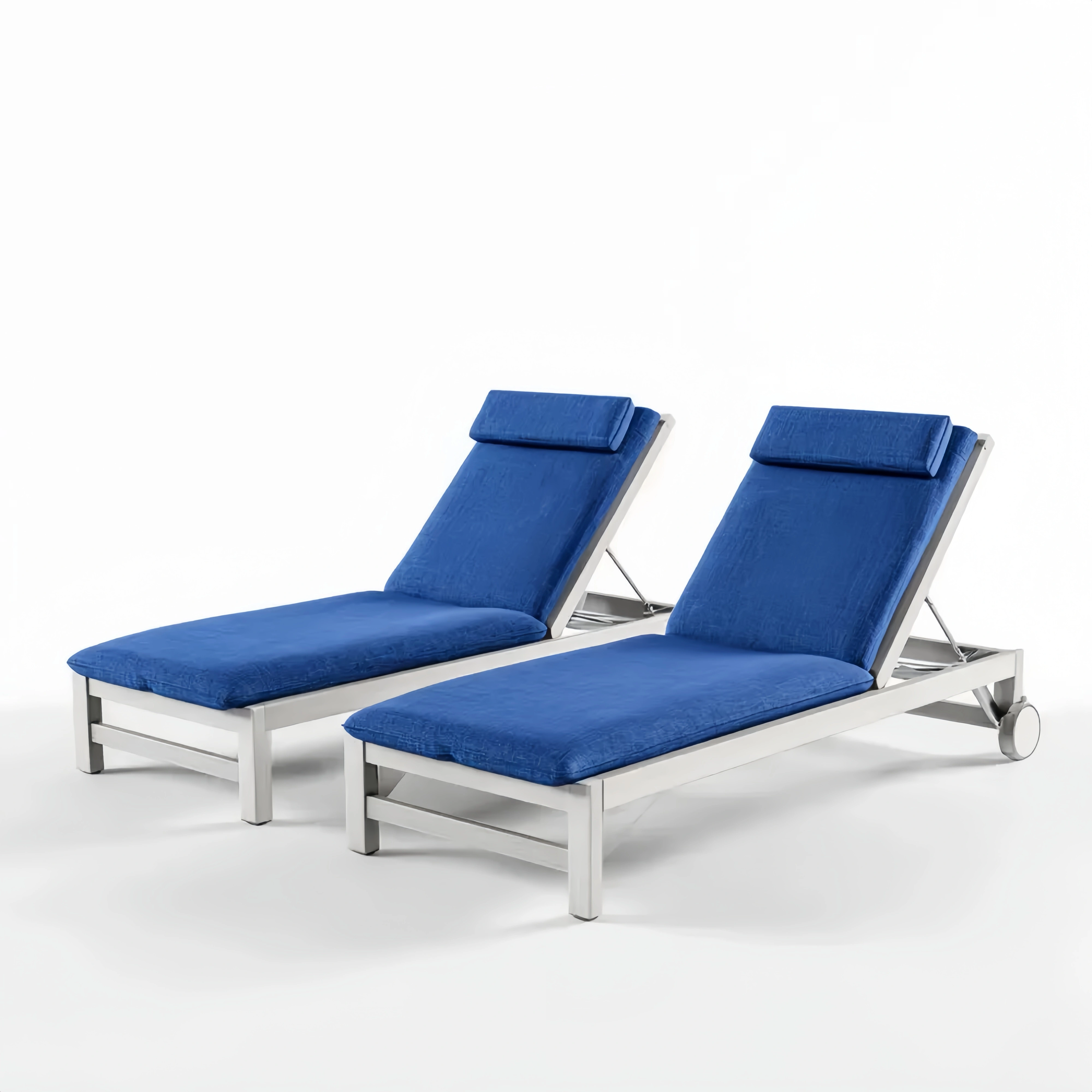 Gartenliege-Set Aluminium mit Polyester Blau Verstellbar