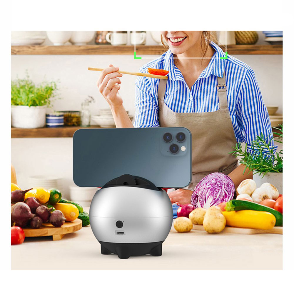Rotierende 360° Smart Gimbal Selfie Kamera mit Smartphone und Stativ Halter   Automatischer Gesichtsverfolgung - Weiss