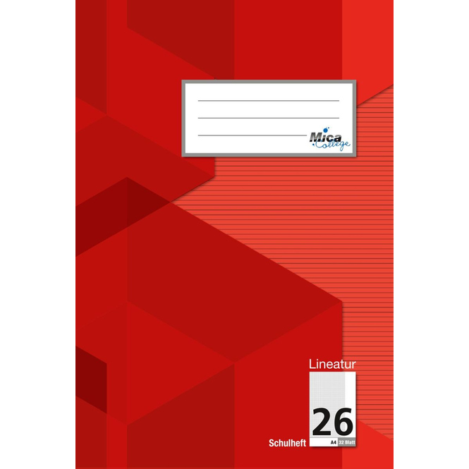 Doppelheft A4 - Lineatur 26 - kariert mit Rand - 32 Blatt