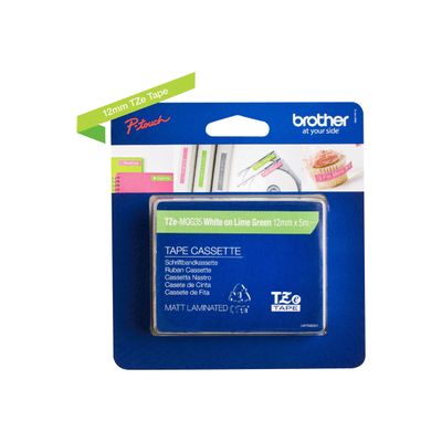 Brother TZeMQG35 - Ruban d'étiquettes auto-adhésives - 1 rouleau (12 mm x 8 m) - fond vert écriture blanche - mat