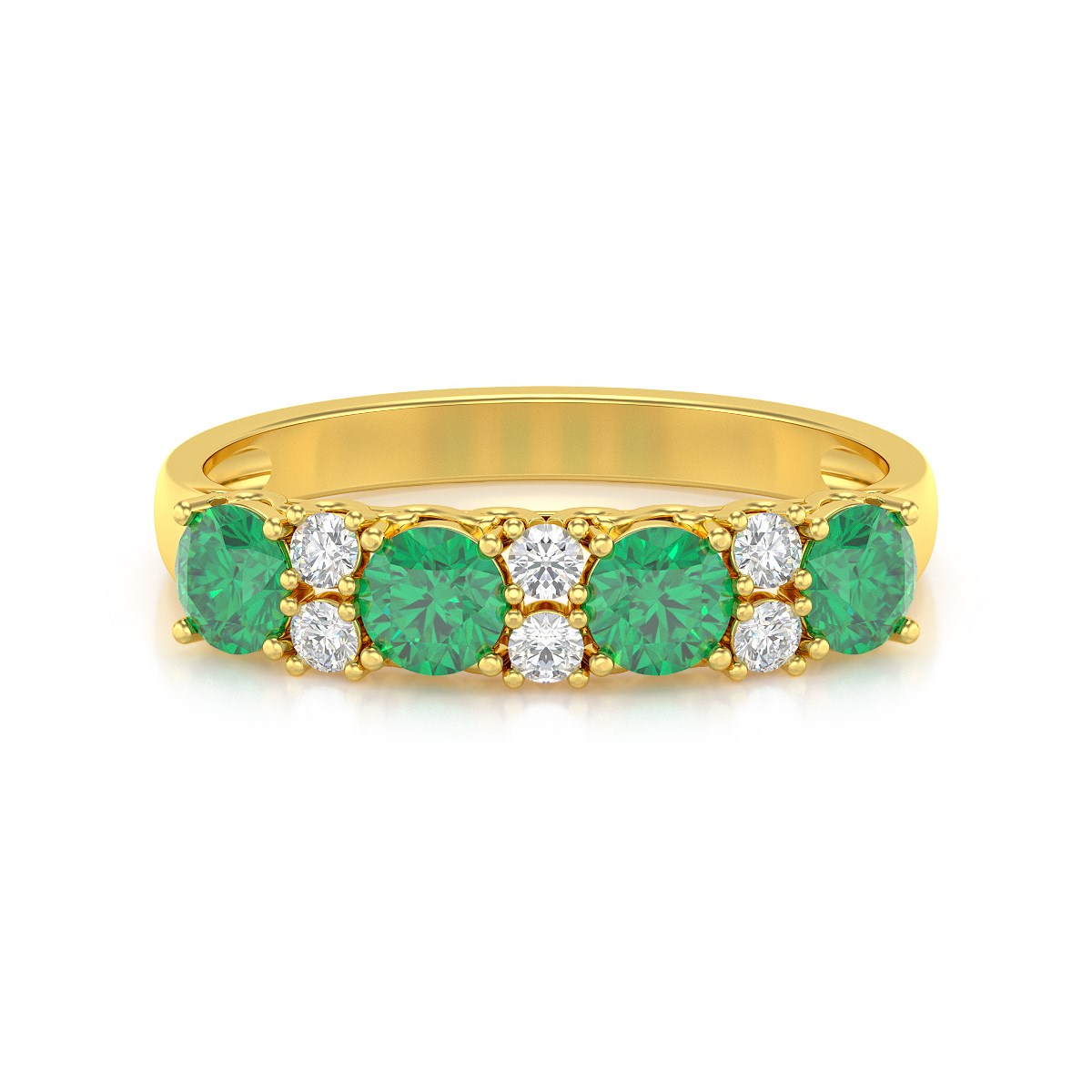 Bague ADEN Or 585 Jaune Emeraude et diamants 2.650grs
