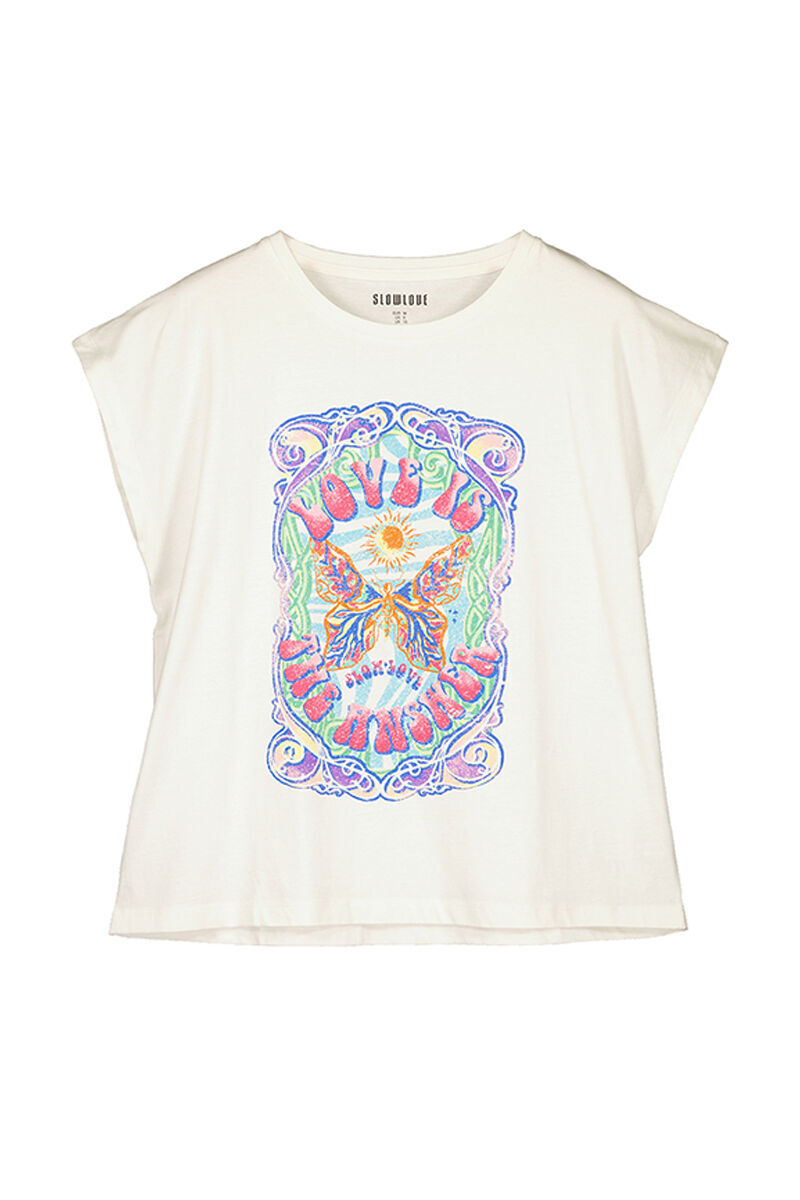 Camiseta oversized com estampa posicionada - Branca
