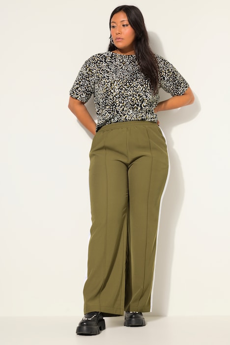 Hose, Wide Legs, Biese, Seitenstreifen, Elastikbund