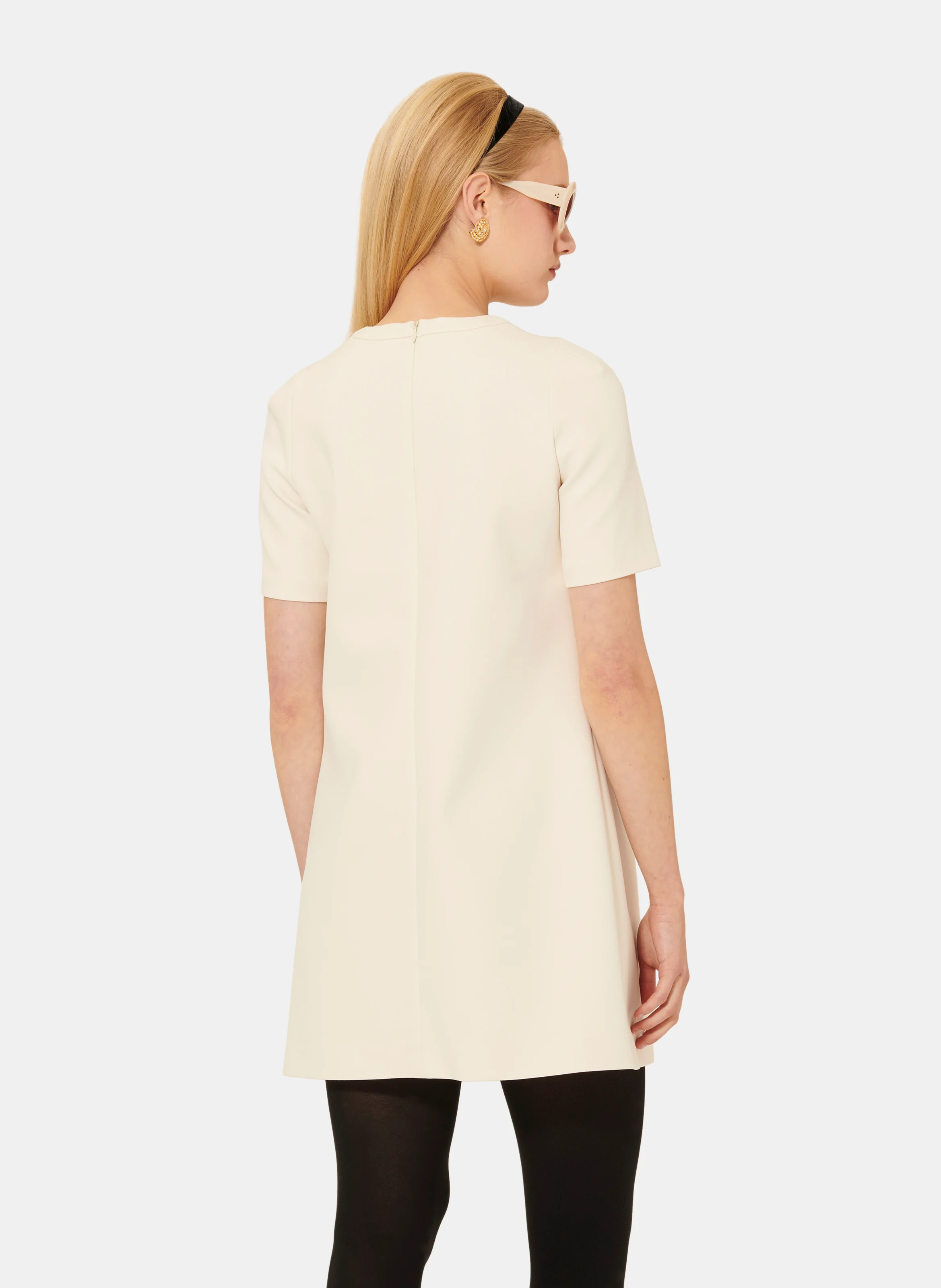 RENATA - Robe courte col rond | Beige