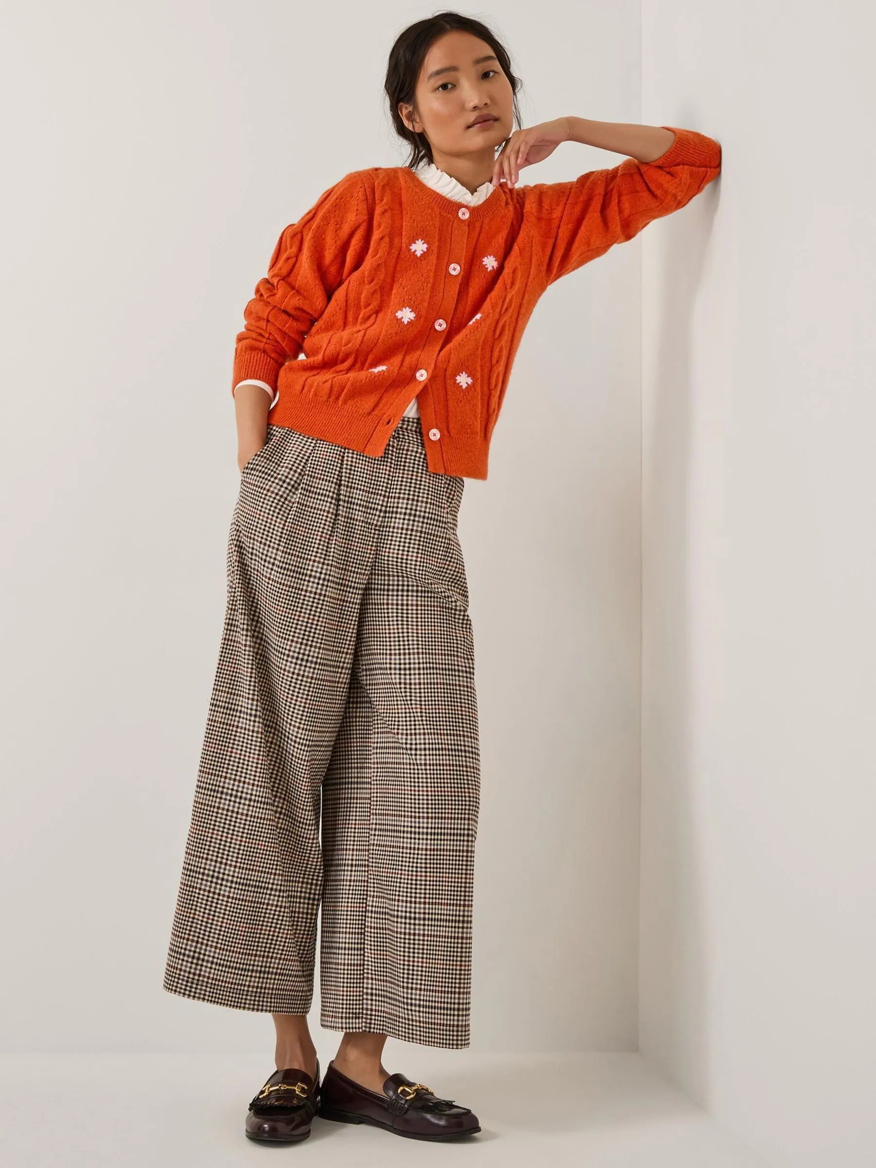 Monsoon Carmen Check Wide Leg Trousers