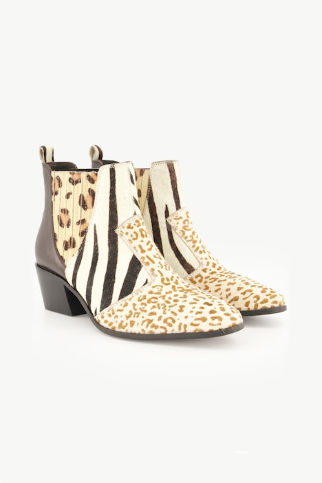 Leder-Stiefeletten, Animal, Weite H