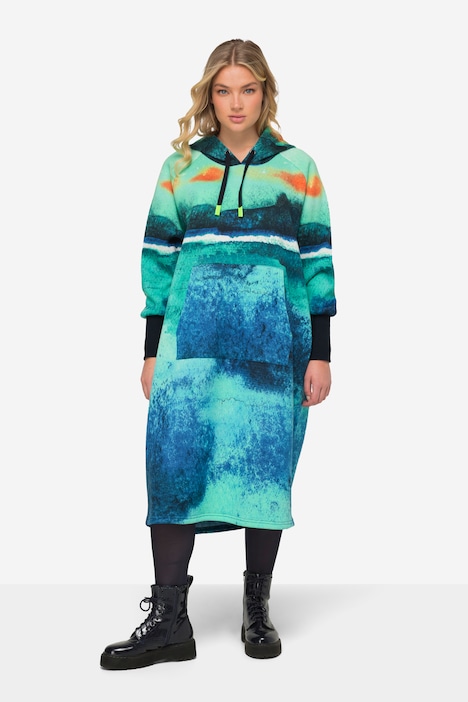 Kapuzen Sweatkleid bedruckt