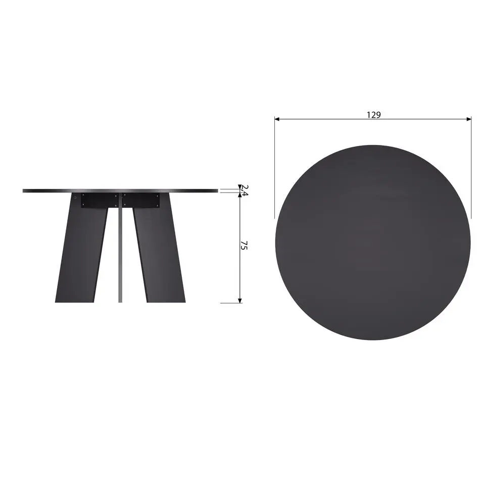 WOOOD Fries Eettafel - Eiken - Blacknight - 75x129x129