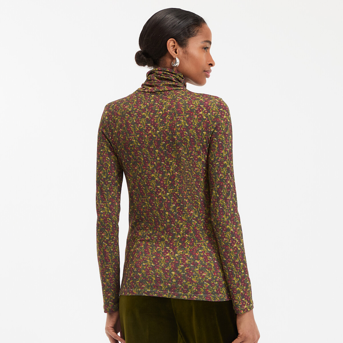 COLEÇÃO LA REDOUTE<br>Camiseta com gola alta e mangas compridas, estampa floral