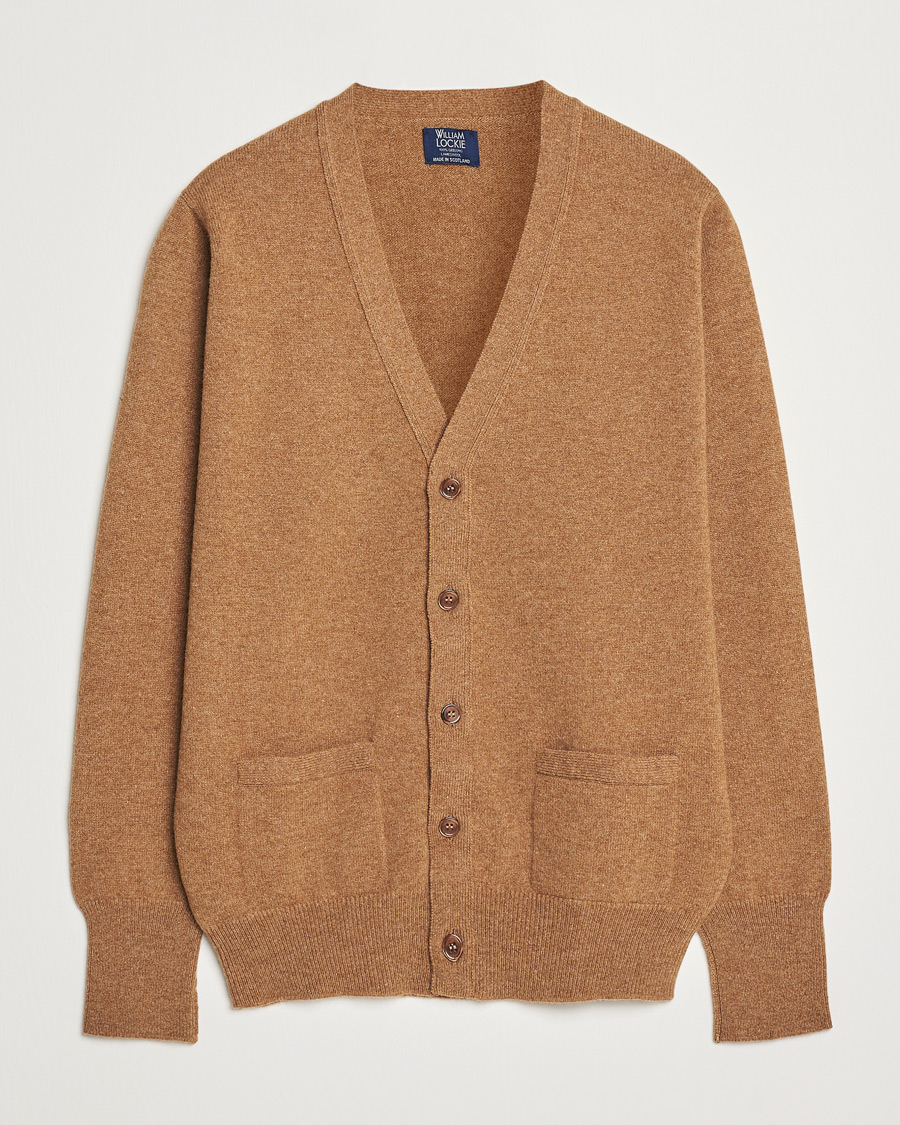 William Lockie Rob Lambswool Cardigan Driftwood