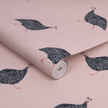Vliesbehang Joules Guinea Fowl Roze (dessin 118566)