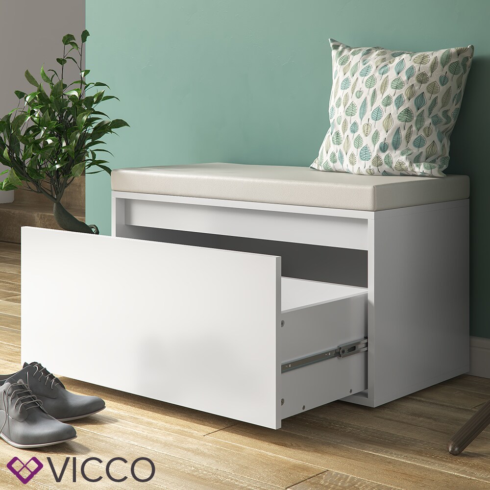 VICCO Sitzbank IKER Schuhbank weiß Schuhschrank Sitzfläche Stauraum Sitztruhe