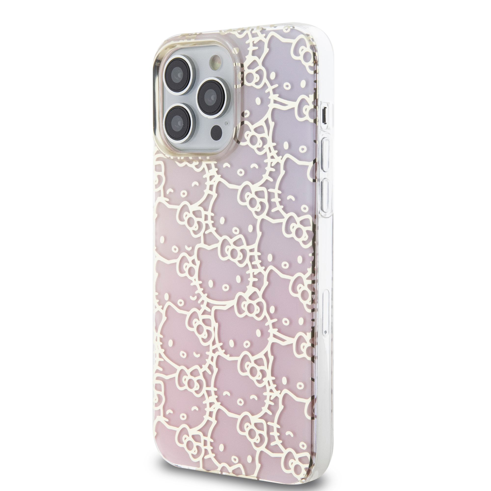 iPhone 15 Pro Max Hardcase Hülle Gradient Electrop Crowded Kitty Head (HKHCP15XHCHPEP) - Rosa / Transparent