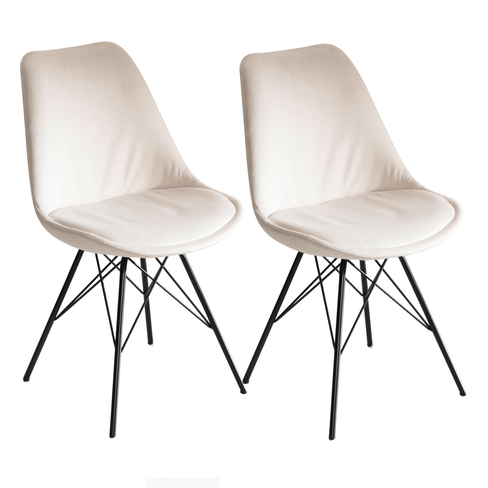 2er-Set Polsterstühle - beige - Samt