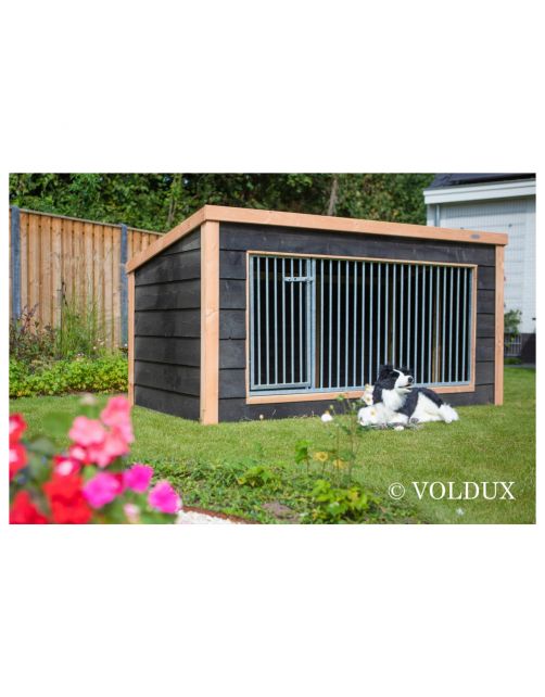 Voldux Hondenkennel Reno - Hondenhok - 260x130x132 cm Zwart