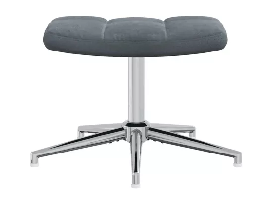 Chaise de relaxation avec tabouret Gris foncé Velours