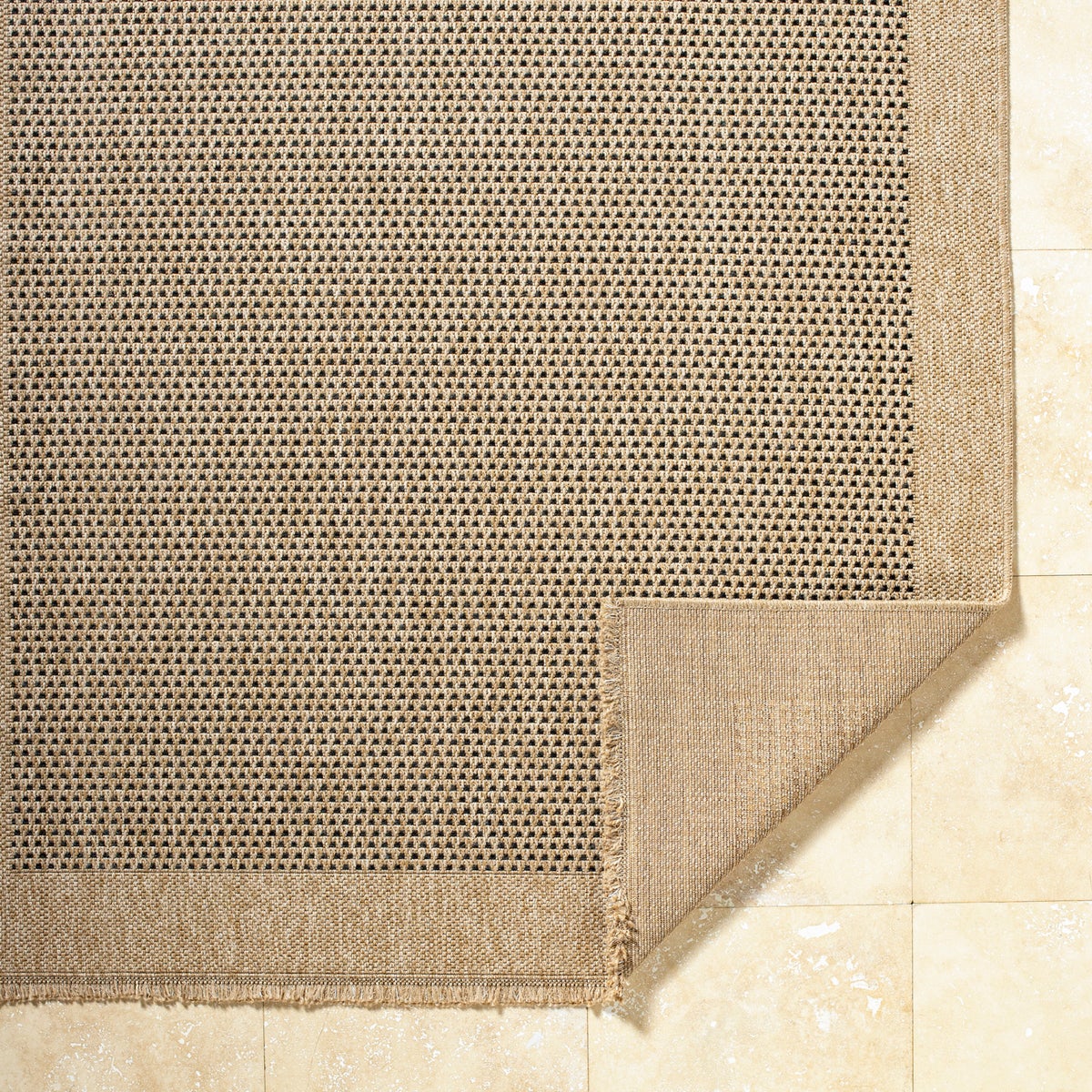 Binnen-/buitenkleed met jute-look, beige/zwart, 120x170 cm, PENNY