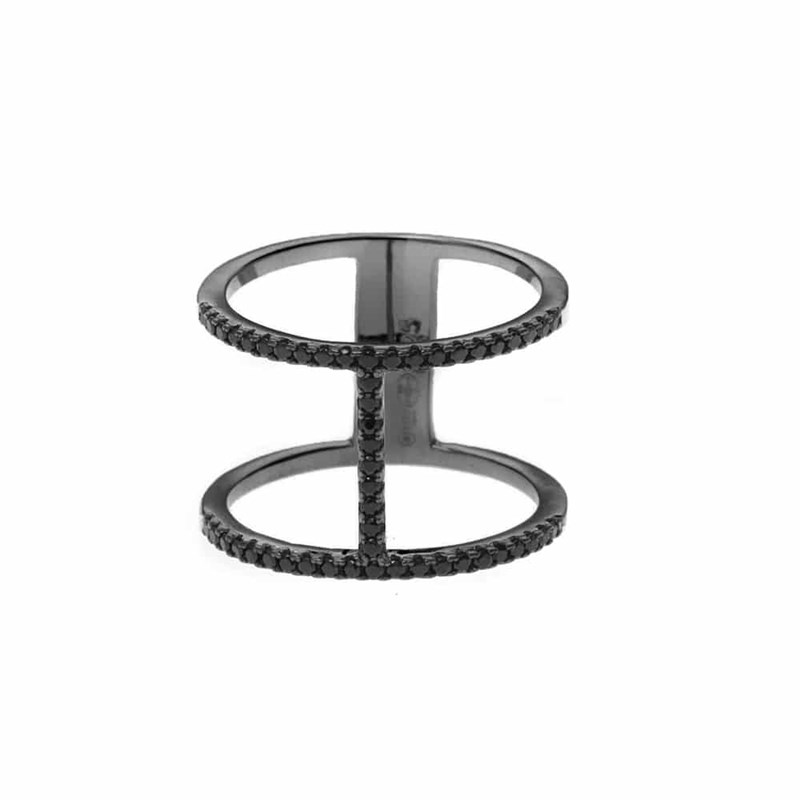 Bague Argent Motif évasion Noir