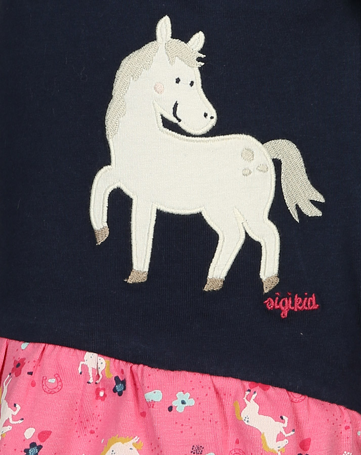 Kleid SPARKLING PONY in dunkelblau/pink