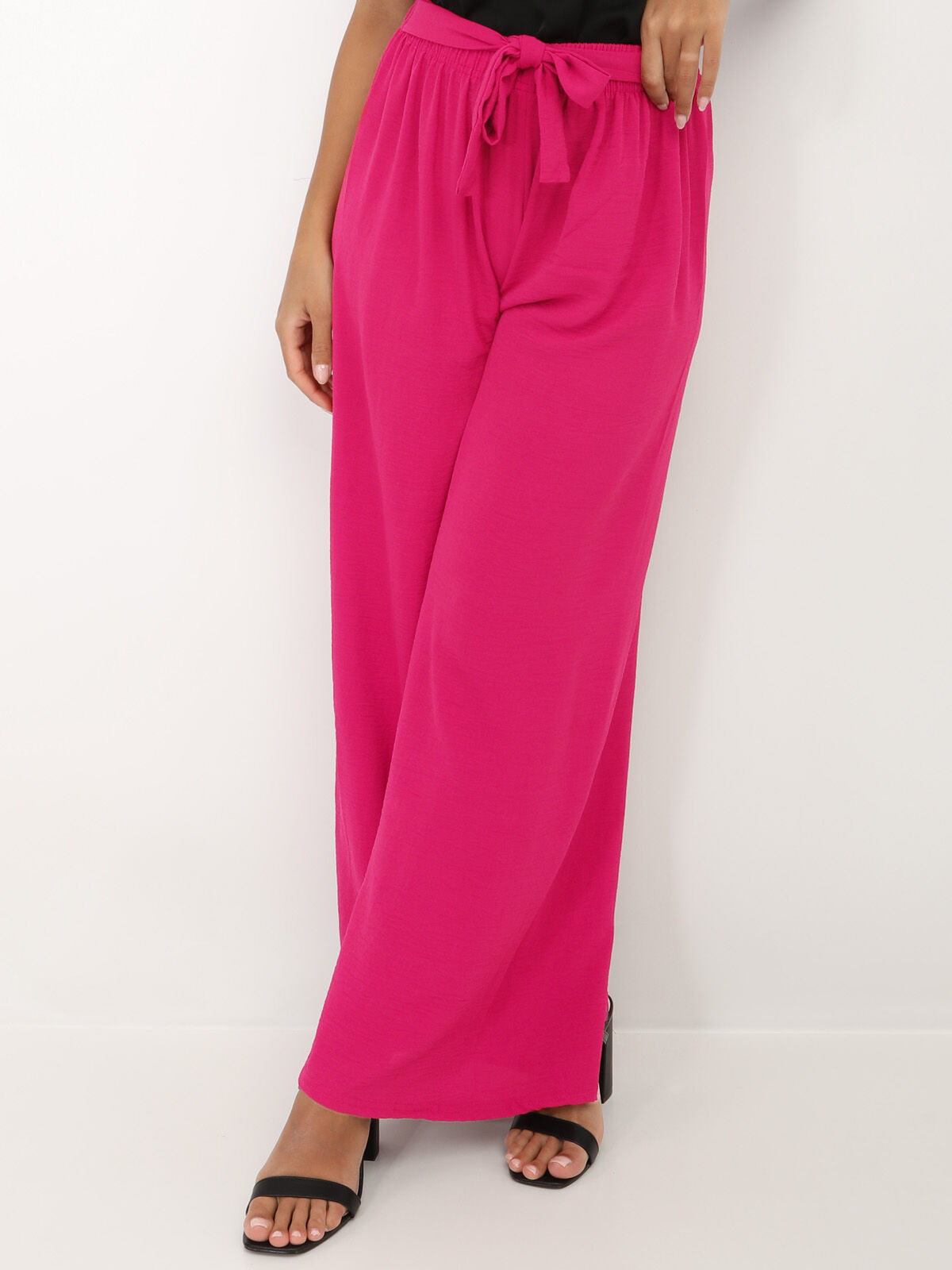 Pantalon ample ceinturé- Fuchsia