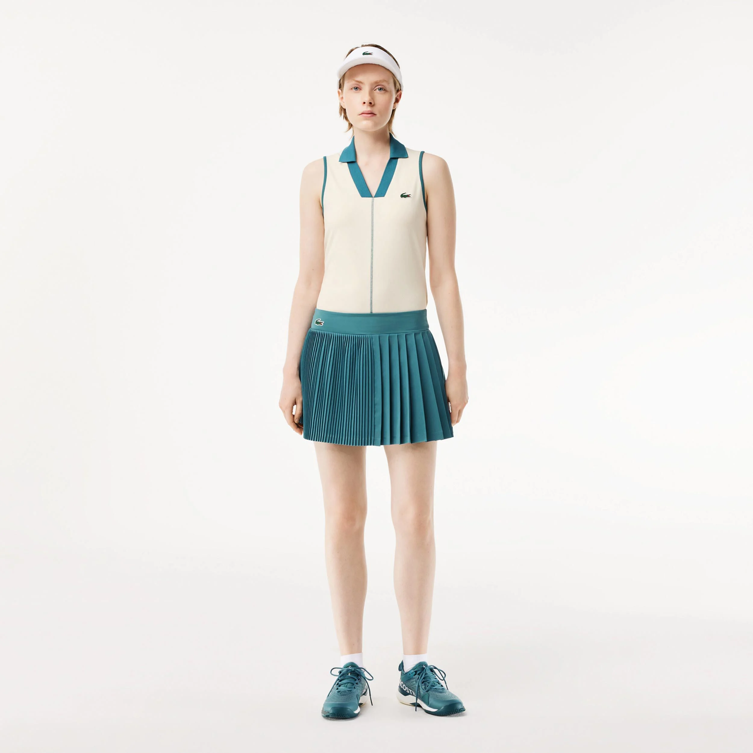 Lacoste Polo Femmes - Blanc , Bleu Petrol