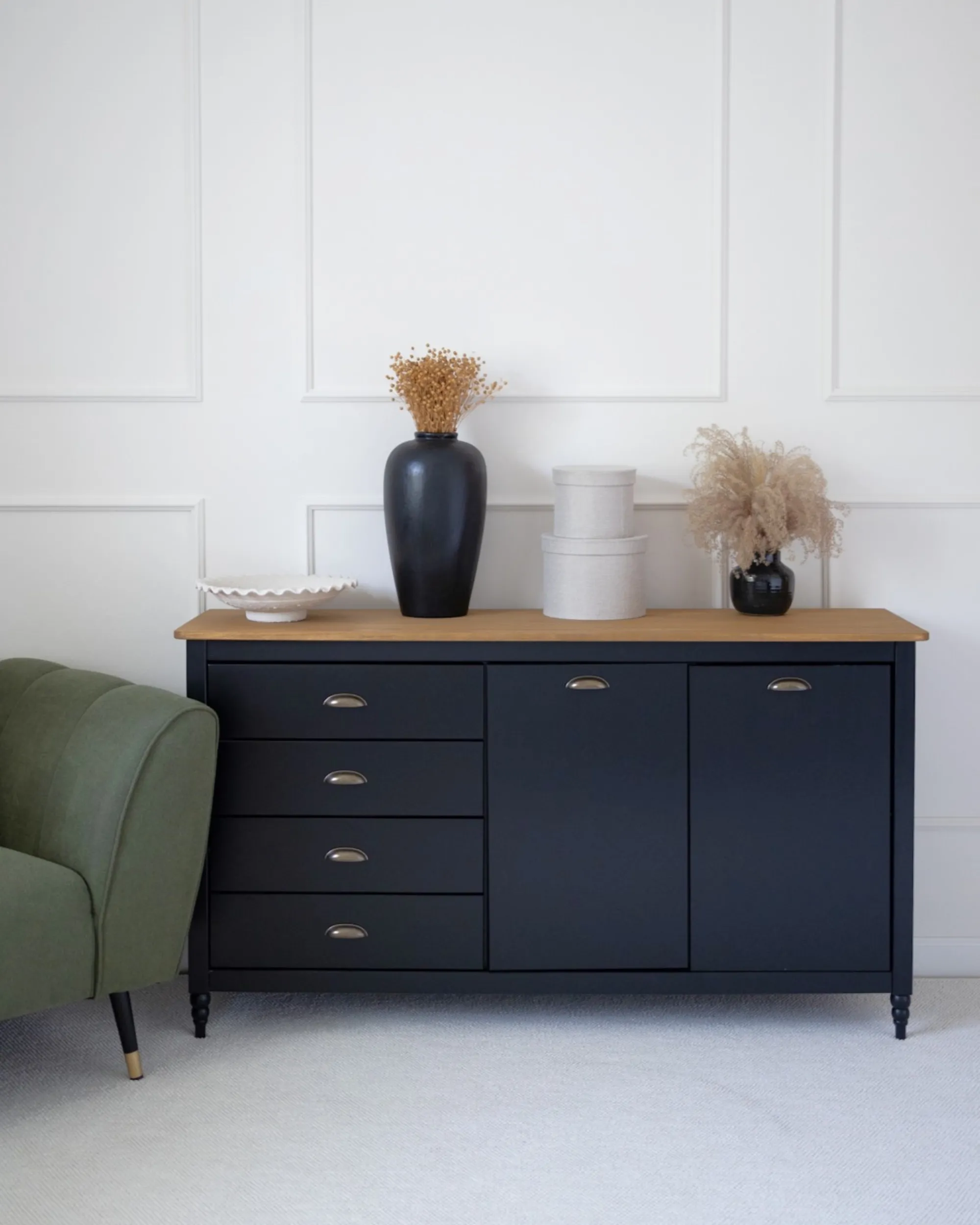 Dressoir met 2 deuren SHILLINGTON Dennenhout Zwart