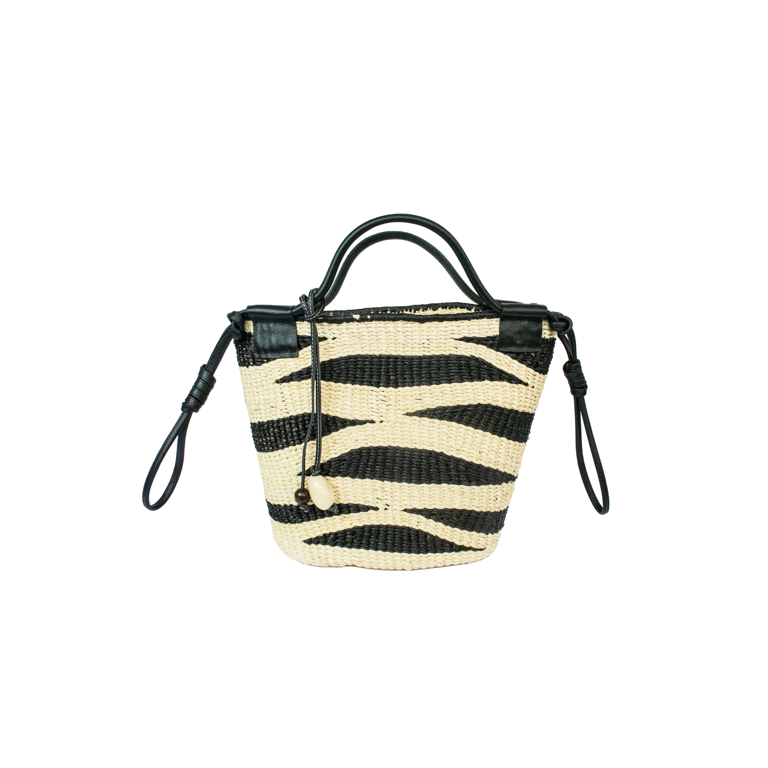 Sac cabas zèbre moyen avec trousse de toilette en cuir